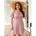 Women's Plus Size Sweetheart Neck Puff Sleeve Ditsy Floral Dress