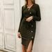 Saient Female Dress Spring And Autumn Women Fashion Elegant Long Sleeve V Neck Button Decorations Tight Dresses With Buttons