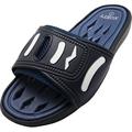 Norty Mens Summer Comfort Casual Slide Flat Strap Shower Sandals Slip On Shoes 40343-12D(M)US Navy