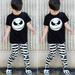 Pudcoco 2PCS Newborn Baby Boy Skull print T shirt Tops Striped Pants Clothes Outfits Set