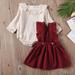 Gueuusu 2PCS Baby Girl's Suit Round Neck Dot Print Romper Suspender Skirt