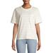 Time and Tru Womens Pima Cotton Boyfriend T-shirt, Striped