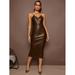 Crisscross PU Leather Cami Bodycon Dress