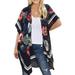 Sexy Dance Womenâ€˜s Chiffon Cardigan Beach Bikini Cover Ups Open Front T-Shirt Summer Puff Sleeve Floral Print Kimono Mid-Length Blouse Women T-Shirts Tops