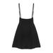 FANTADOOL Women Sleeveless adjustable Strapped Black Mini Pleated Dress Vestidos Camisole Dress S