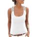 Summer Womens Casual Silk Top Vest Sleeveless Mock Neck Tee Shirt Tank Tops Plus Size S-3XL