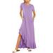 Short Sleeve Maxi Dress For Women's Irregular Ruffle Beach Sundress Casual Loose Long Dress Maxi Dresses