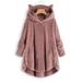 Womens tops time and tru tops Women Button Coat SolidTops Hooded Pullover Loose Sweater Blouse Plus Size
