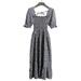 Avamo Women Cute Dress Floral Printed Summer Midi Dress Short Sleeve Swing Dress Lace Up Casual Dress