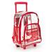 K-Cliffs Rolling Clear Backpack Heavy Duty Bookbag See-thru Daypack School Luggage with Wheels, Red