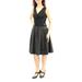 SLNY Womens Black Lace Sequined Sleeveless V Neck Knee Length Sheath Party Dress Size 10