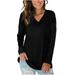 Women's Tshirts Long Sleeve Tops V Neck Loose Fit Casual Fall Clothes Plaid Shirt