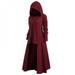 Zdmathe Women's retro loose O-neck long-sleeved hooded long dress solid color long jacket ladies casual large size