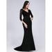 Ever-Pretty Women's Mermaid V Neck Lace Formal Evening Gown Party Dresses for Women 07856 Black US12