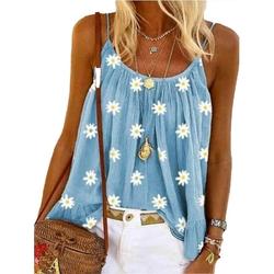 Sleeveless Casual Tops for Women Summer Floral Printed Sleeveless Vest Casual Loose Summer T Shirt Blouse Tops Blouses High Low Sleeveless Tunic Top Floral Print Baggy Vest Shirts