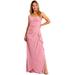 Fanny Fashion Womens Dusty Rose Ruched Slit Skirt Evening Dress