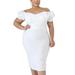 MAWCLOS Women Plus Size Package Hip Dress Solid Color Casual Lounge Cozy Midi Dress Fashion Off Shoulder Ruffle Sleeve Sexy Bodycon Zipper Dresses