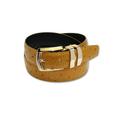 OSTRICH Pattern MUSTARD Color Bonded Leather Men's Belt Gold-Tone Buckle Regular