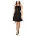 BETSEY JOHNSON Womens Black Embellished Spaghetti Strap Square Neck Short Fit + Flare Party Dress Size 0