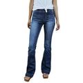 Womens Stretch Jeans Flare Denim Ladies High Waist Slim Fit Denim Boot-cut Pants