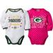 NFL Green Bay Packers Baby Girls Long Sleeve Bodysuit Set, 2-Pack