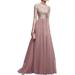 Winnereco Women Elegant Chiffon Dress Evening Formal Maxi Gown Dresses (Apricot M)