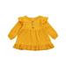 ZIYIXIN Kids Girls Long Sleeve Dot Dress, Round Collar Fly Sleeves Wave Points Printed Pattern One-piece, Pink/ Green/ Yellow