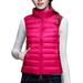 Avamo Women Puffer Vest Sleeveless Zipper Padded Vest Winter Quilted Pockets Lightweight Solid Color Stand Collar Warm Jacket