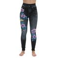 Just Love Denim Wash Leggings for Women 68 (X-Large / XX-Large, Black Floral)