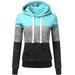 Aimik Womens Long Sleeve Zip Up Hoodie Top Color Block Basic Casual Hooded Sweatshirt