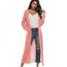 Sales Promotion!Long Solid Sweaters Knitting Long Sleeves Pockets Cardigan Sweater Female Cardigans Pink M