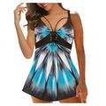 Yiwula Women Tankini Large Digital Print Hot Spring Beach Resort Skirt Swimsuit Set Swimsuit for women