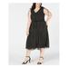 JESSICA HOWARD Womens Black Polka Dot Sleeveless V Neck Tea-Length Sheath Dress Size 22W