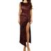 Womens Sexy Wedding Party Cocktail High Slit Slim Sequins Evening Gown Sleeveless Sundress