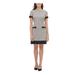 TOMMY HILFIGER Womens Brown Plaid Short Sleeve Jewel Neck Short Sheath Wear To Work Dress Size 6