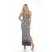 307-01-S Womens Nila Maxi Dress, Black & White - Small