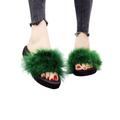 Wazshop WOMENS FAUX FLUFFY FUR SLIDERS WARM FASHION SUMMER BEACH SANDALS SLIPPERS SHOES