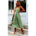 New Women's Boho Floral V neck Backless Bow Knot Tied Party Evening Beach Dresses Midi A-Line Dress Sundress