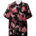 A Personal Touch Women's Plus Size Short Sleeve Button-Up Print Blouse with Pleats - Pink Botanic - 1X