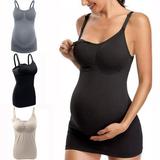Pregnancy Breastfeeding Top, Maternity Nursing Tank Tops Seamless Cotton Basic Vest Sleeping Breastfeeding Bra