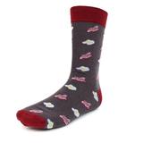 Urban-Peacock Men's Novelty Fun Crew Socks for Dress or Casual - Bacon & Eggs - Grey with Maroon