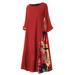 Women's Maxi Dress 3/4 Sleeve Boho Kaftan Tunic Plus Size