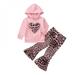 EleaEleanor Big Clear Baby Set Baby Autumn Clothing 2PCS Toddler Baby Girl Clothes Sets Long Sleeve Leopard Romper Tops+Flare Long Pants Outfit