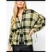 FREE PEOPLE Womens Green Snap Up Front Plaid Long Sleeve Collared Button Up Top Size XS