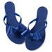 Women Jelly flip Flop Bow Sandals-Beach Flat Rivets Rain Ankle Strap Thong Blue