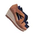 Belle05 by Bamboo, Espadrille Platform Wedge Sandal - Women Open Toe Cross Strap Shoes