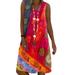 Womens Summer Print V Neck Kaftan Vest Tank Dress Ladies Holiday Casual Sundress