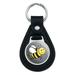 Happy Bumble Bee Buzz Insect Honey on Grey Black Leather Keychain