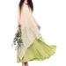 Meterk Women Vintage Casual Loose Maxi Dress Floral Embroidery O Neck Two Layers Long Dress Vestidos Plus Size Green