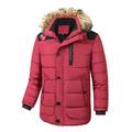 Men's Puffer Padded Coat for Winter Outerwear Long Sleeve Plus Size Casual Snow Jacket with Hoodie Zipper Front Button Down